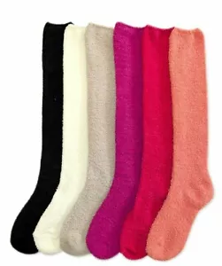 3 Pair Women Plush Pastel Winter Socks Long Knee High Cozy Fuzzy 9-11 Slipper - Picture 1 of 2