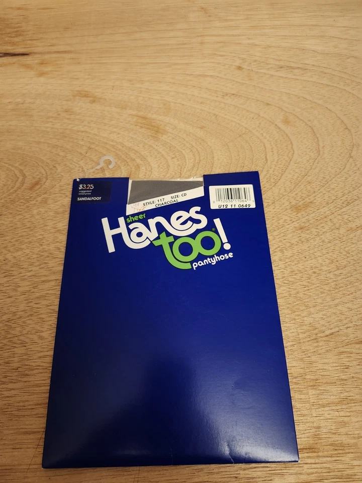 Pantimedias Hanes Too transparentes vintage nuevas de colección sandalia carbón talla C-D estilo 117  Foto 1 de 4