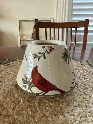 Кардинальная свеча абажур снег птицы зимние ягоды лампа крышка Топпер - Изображение 1 из 4