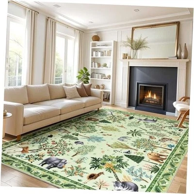 3x5 Rug for Bedroom Nursery Jungle Animal Print Rug for Kid Boy Playroom  - Image 1 of 4