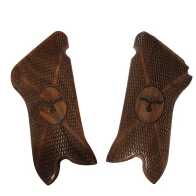 PUNHADURAS DE PISTOLA DE MADEIRA LUGER ALEMÃ P08 P-08 SEGUNDA GUERRA MUNDIAL -PAR - Imagem 1 de 4