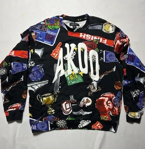 AKOO Men’s XL Graphic SPORTS All Over Print Crewneck Sweatshirt Pullover - Picture 1 of 9