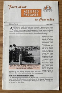 FACTS ABOUT ASSISTED PASSAGES TO AUSTRALIA 1957 Department Of Immigration 50's - Imagen 1 de 5