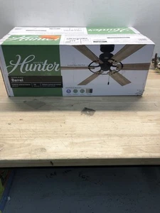 Hunter 52247 Burton 52" Matte Black Ceiling Fan w/ Wall Control, Indoor/Outdoor - Picture 1 of 2
