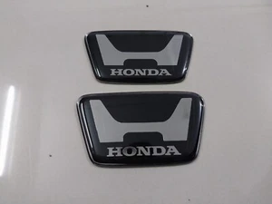 Fit For S600 Hood Honda Emblem Badge Black Silver Pair - Picture 1 of 2