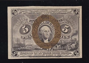US 5c Fractional Currency Note 2nd Issue w/ 18-63 Surcharge FR 1233 Ch-CU (030) - Picture 1 of 2