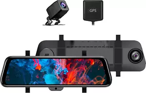 10" Smart Mirror Dash Cam DVR Anti Full Touch Screen 1080p Front/Rear Camera GPS - Picture 1 of 11