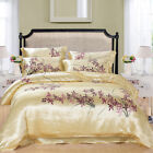 Hand Painted Quilt Cover 100% Mulberry Silk Double-sided Wide Bedding set 4pcs