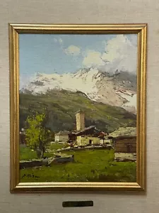 Dipinto olio su tavola, paesaggio di montagna. E. Risini - Imagen 1 de 6