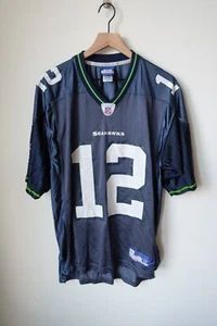 VINTAGE Y2K Reebok Seattle Seahawks 12th Man Fan Jersey NFL Lynch Era Medium - Picture 1 of 3