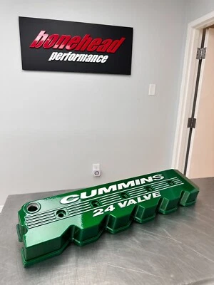 Dodge Ram 1998-2002 turbo diésel 5,9 L Cummins cubierta de válvula con recubrimiento en polvo verde Foto 1 de 4