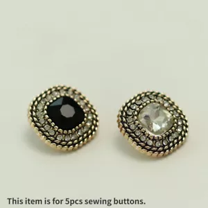 5Pcs 18/22/25mm Square Buttons Crystal Shiny DIY Sewing for Fur Coat Sweater - Picture 1 of 13