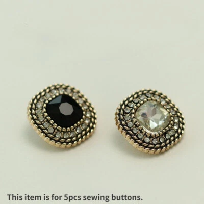 5Pcs 18/22/25mm Square Buttons Crystal Shiny DIY Sewing for Fur Coat Sweater - Image 1 of 4