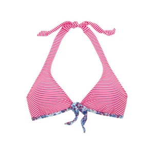 Rot & weiß gestreiftes Neckholder Bikini Oberteil 12D 12 D Cups versteckter Bügel gepolstert - Bild 1 von 1