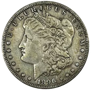 Moneda de dólar estadounidense de plata Morgan 1896-O fecha difícil ligeramente circulada - Imagen 1 de 3