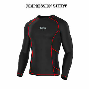 Mens Compression Tight Shirt Long Sleeve Cycling Base Layer Skin Tight Gym Top