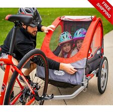 INSTEP BIKE TRAILER, TODDLERS KIDS DOUBLE SEAT FOLDING CANOPY CARRIER NEW STYLE