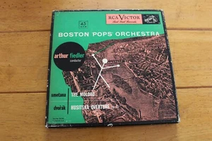 ARTHUR FIEDLER THE MODAU / HUSITSKA OVERTURE 45RPM 7" RED VINYL x3 VG+ [BOX SET] - Picture 1 of 4