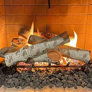Gas Fireplace Logs, Birch Logs 7pcs Fake Fireplace Logs for Gas Fireplace Insert - Picture 1 of 12