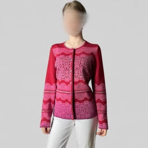 Oleana Womens “Ytre Arna” Silk/MerinoWool Blend Floral Pattern Cardigan – Size M - Picture 1 of 15