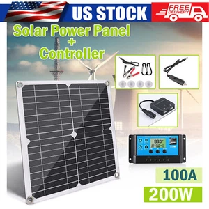 200W Solar Panel MONO Caravan Home Camping USB Power Charger Controller 100A 12V - Picture 1 of 14