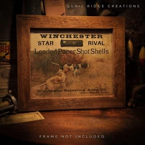 Vintage Winchester Schrotflinte Shell Box Kunstdruck 8x10 Jagdhunde Hütte Dekor - Bild 1 von 7