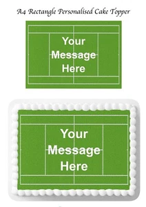 PERSONALISED Cake Topper TENNIS Sports Grass Court Edible Icing A4 Rectangle - Picture 1 of 9