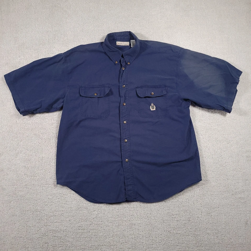 Camisa De Colección Años 80 90 Bugle Boy Company Azul Marino Abotonada Para Hombres XXL Cresta Logo Foto 1 de 4