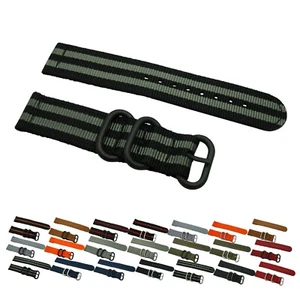 2 Piece Heavy Duty Ballistic Diver Solid/Stripe Nylon PVD Watch Strap Band - Picture 1 of 12