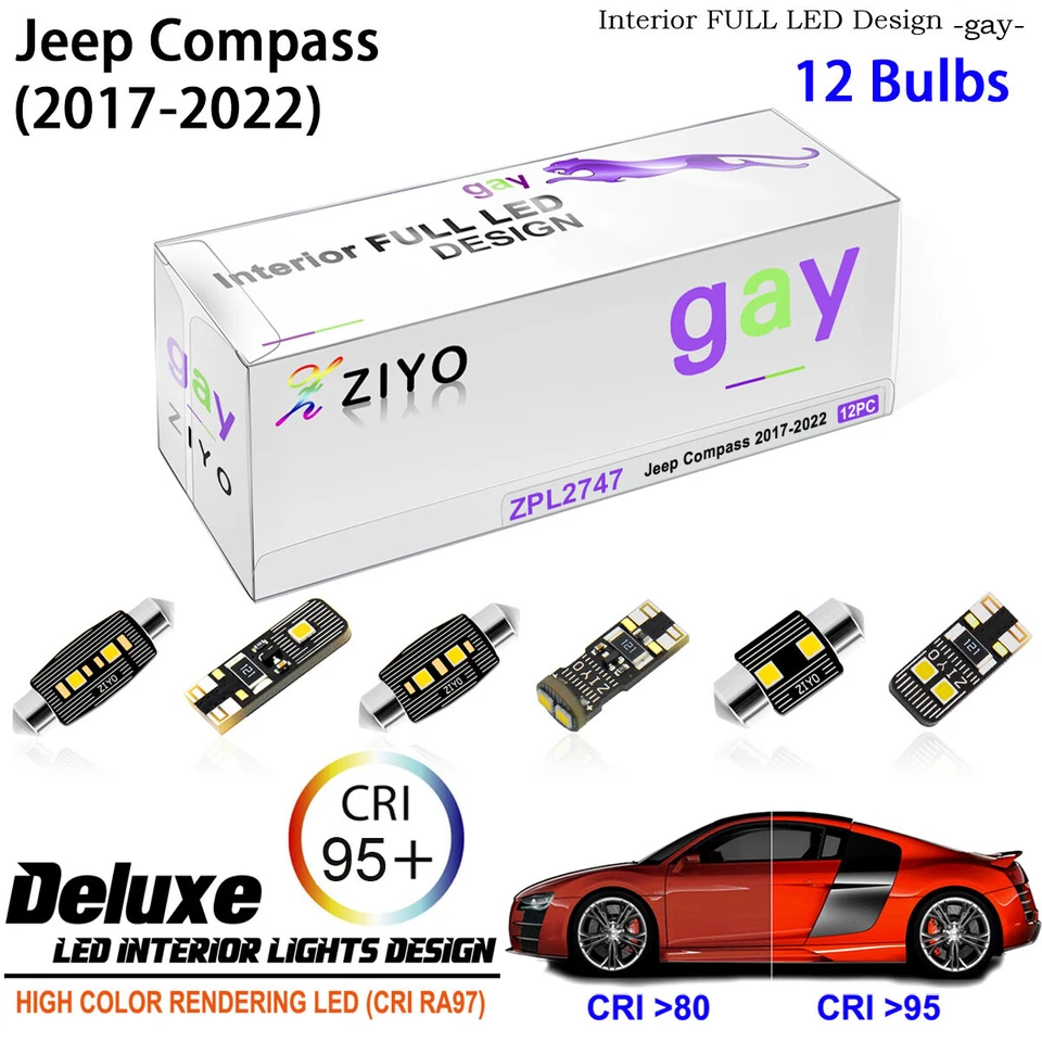 Kit de 12 bombillas blancas LED interiores actualización para Jeep Compass 2017-2022 Foto 1 de 4