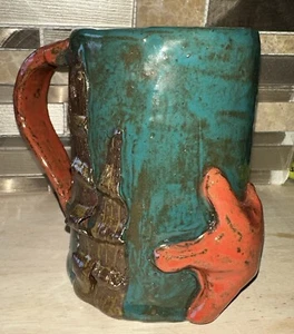 Handcrafted Clay Coffee/Tea Mug with 3D Starfish, Undersea Mermaid Handmade Mug. - Picture 1 of 17