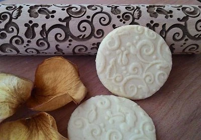 Rolling Pin Wooden Laser Cut Tracery Flover Design pattern embossing - Image 1 of 3