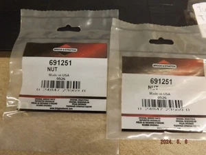 New Genuine Briggs & Stratton 691251 Nut- Lot of 2 - Picture 1 of 2