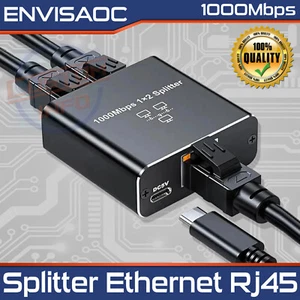 Ethernet Splitter, Netzwerk Splitter RJ45 Ethernet 1000Mbps 2 Anschlüsse zeitgenössische - Bild 1 von 5