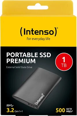 Intenso SSD externe Festplatte Premium Edition 1,8 Zoll 1TB USB 3.2 schwarz - Bild 1 von 4