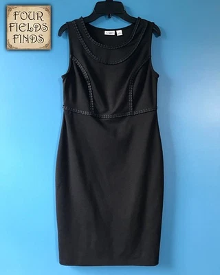 Vestido para mujer Cato talla 6 negro sin mangas funda talla cierre cremallera volantes acento Foto 1 de 4