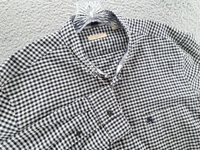 Camisa Burberry Brit con botones para hombre XL negra blanca a cuadros guinga manga larga Foto 1 de 4