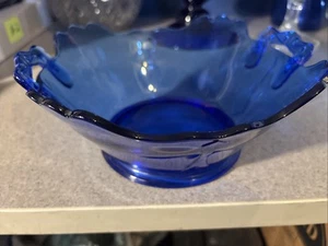 Vtg Mt. Pleasant LE Smith Cobalt Blue Glass Bowl w/Handles-Square-8.75"-EUC - Picture 1 of 6