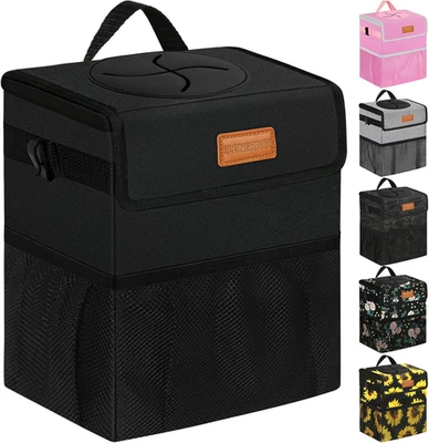 Bote de basura de vehículo para camioneta SUV, bote de basura automotriz asiento delantero negro Foto 1 de 4