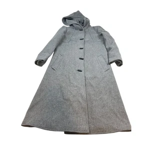 Forecaster of Boston Damen grau 100 % Wolle Kapuze Maxi Mantel Größe 8 - Bild 1 von 8