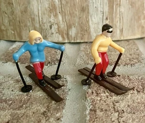 Male And Female Skiers Cupcake/Cake Toppers or For Winter Crafting 2” Tall New! - Picture 1 of 2
