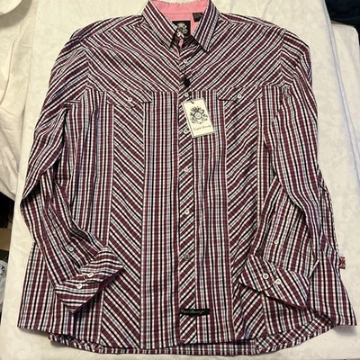 English Laundry By Christopher Wicks NWT XXL Shirt Red Blue Black Stripes - image 1 of 4