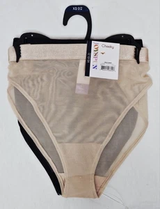 NWT Joyspun Mesh Cheeky Underwear Panties 2 Pack Tan Black Size XS or Small - Picture 1 of 4
