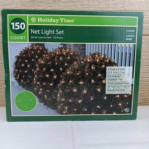 Holiday Time 150 Count Clear Net Light Set 6' x 4' Indoor/Outdoor - Picture 1 of 3
