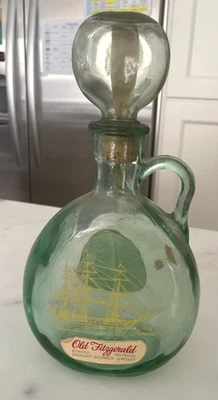 Vintage Old Fitzgerald Flagship 1849 Old Ironsides Green Glass Decanter Bottle - Image 1 of 4