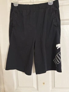 Boys Size Xl (16/18) Black Puma Cotton Shorts With Pockets - Picture 1 of 4