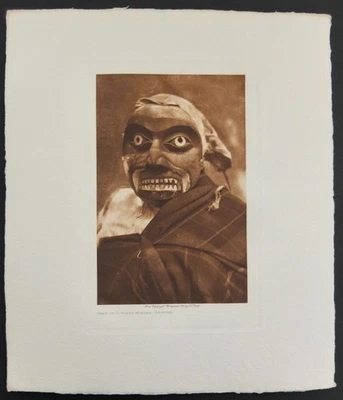 Edward S. Curtis 1914 "Máscara de cazador de pulpos" de fotografía original negativo Foto 1 de 4