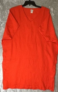 Chico's Popover Shirt Dress 100% Linen Sz 3/ US 16/18 Orange Beach Summer Resort - Picture 1 of 7