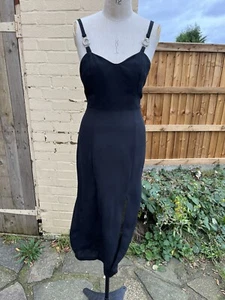 Vintage Mark Angelo 80er Größe 12 schwarz Kleid tailliert detailliert Träger Schlitz - Bild 1 von 12