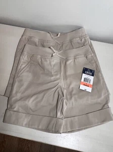 Set of 2 New Izod Approved Schoolwear Girls Khaki Uniform Shorts - Size 7 Reg - Picture 1 of 3